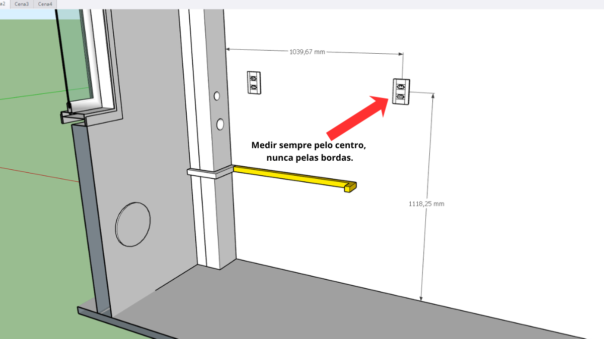 Como medir a distância de tomadas, interruptores e canos usando o ponto zero na parede
